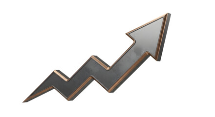  Silver lightning bolt arrow trending upwards isolated on transparent background