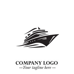 Ship Moving Fast Logo Symbol in Black on the White Background with Modern Maritime Design