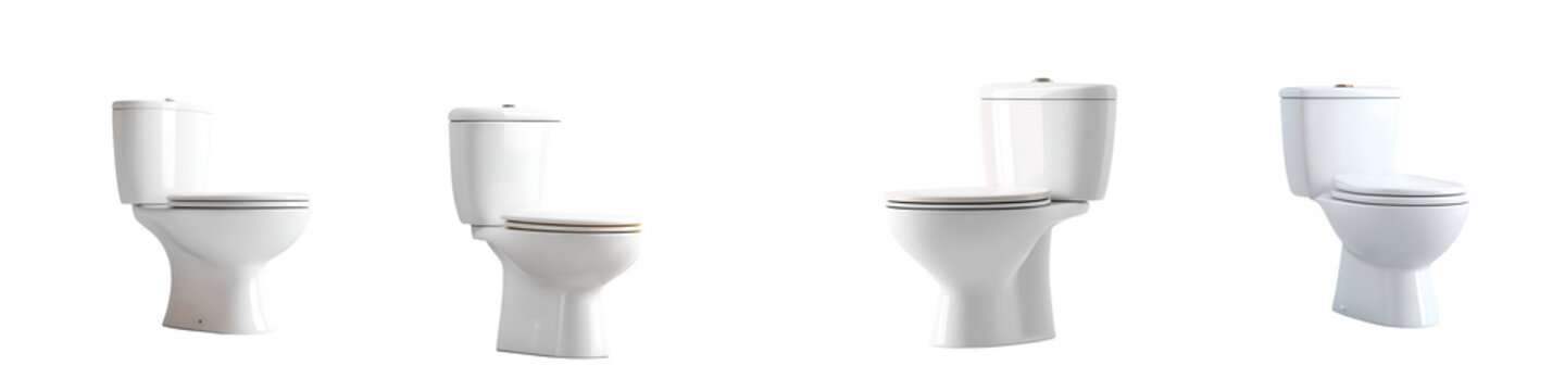 Modern Ceramic Toilets, Isolated on White Background