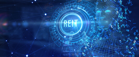 Obraz premium REIT Real estate investment fund ETF Financial stock market. 3d illustration