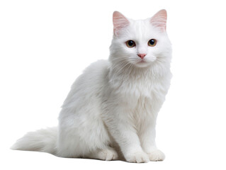 Obraz premium A fluffy white cat sitting gracefully.