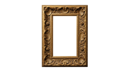 Ornate antique golden picture frame isolated on black background isolated on white background isolated on transparent background