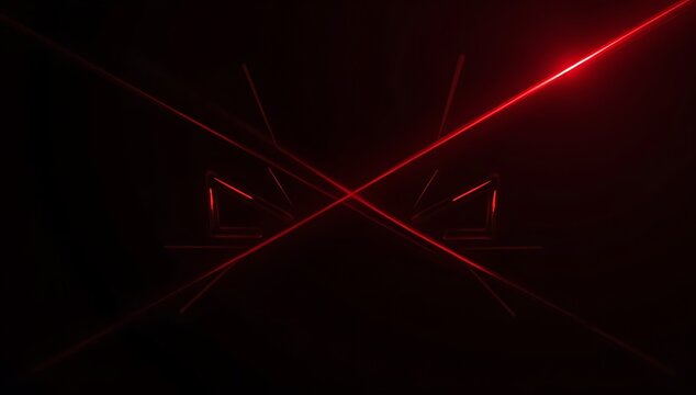 Abstract geometric red lines on black, minimal futuristic tech background with laser-style symmetry.
