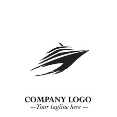 Ship Moving Fast Logo Symbol in Black on the White Background with Modern Maritime Design