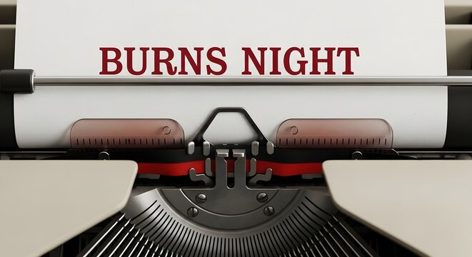 Vintage typewriter with burns night text on paper
