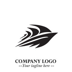 Ship Moving Fast Logo Symbol in Black on the White Background with Modern Maritime Design