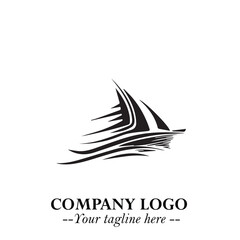 Ship Moving Fast Logo Symbol in Black on the White Background with Modern Maritime Design