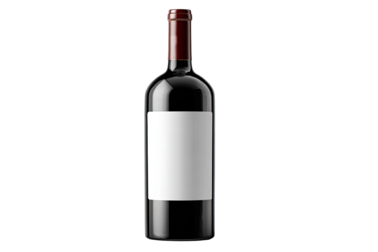 Red wine bottle with blank label