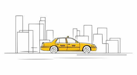 Yellow New York City Taxi Cab Side View. © AAN