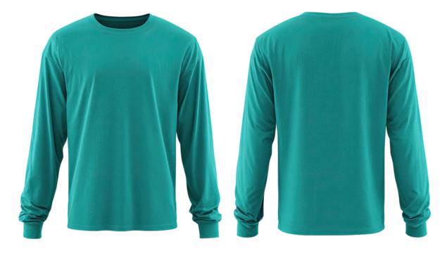 Teal long-sleeve shirt, front and back views (2)