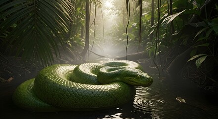 green snake in the tree