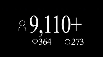 Subscribe, follow, like, and comment increasing counting of numbers on alpha channel background. Animation. Abstract animation of social media reaction buttons - Powered by Adobe