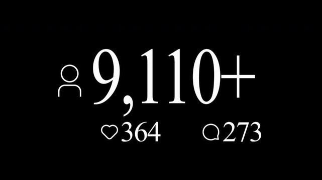 Subscribe, follow, like, and comment increasing counting of numbers on alpha channel background. Animation. Abstract animation of social media reaction buttons