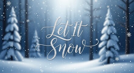 Gentle snowfall in a winter forest scene