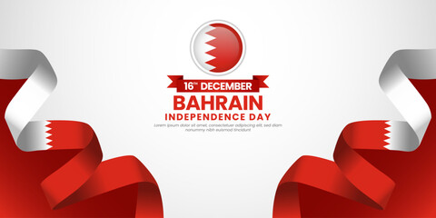 Bahrain independence day banner background 16th december design element with waving ribbon flag