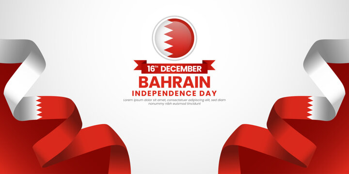 Bahrain independence day banner background 16th december design element with waving ribbon flag