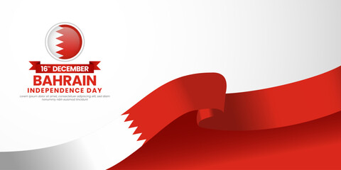 Bahrain independence day banner background 16th december design element with waving ribbon flag