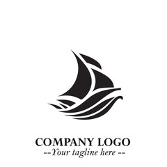 Ship Moving Fast Logo Symbol in Black on the White Background with Modern Maritime Design