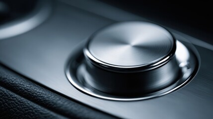 Intricate details of a car radio control reflect luxury and sophistication in quiet elegance