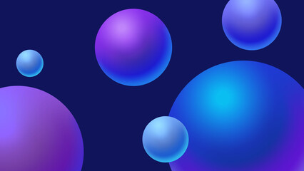 Abstract Blue Background with Floating Gradient Spheres and Orbs in Purple, Blue, and Cyan Hues Creating a Modern Space Science Design