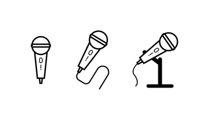 Retro Stage Microphone Line Icon,Vocal, Music and Public Speaking Emblem