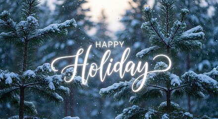 Happy Holiday Season Festive Winter Forest Scene