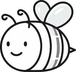 A charming cartoon bee illustration, featuring a friendly smile and simple design, perfect for children's books and educational resources.