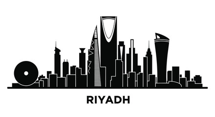 Naklejka premium Discover the stunning Riyadh skyline silhouette for modern design use