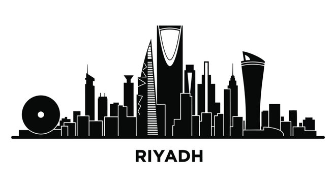 Discover the stunning Riyadh skyline silhouette for modern design use