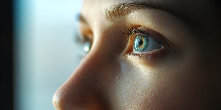 Ad specialist with clear facial detail analyzing customer behavior using digital marketing dashboard