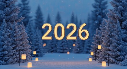 Happy New Year 2026 Festive Snowfall Celebration