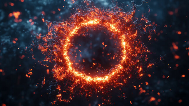 Particle wave forming circular abstract shape representing flow of energy motion digital patterns and futuristic visualization in mesmerizing and dynamic conceptual composition - Powered by Adobe