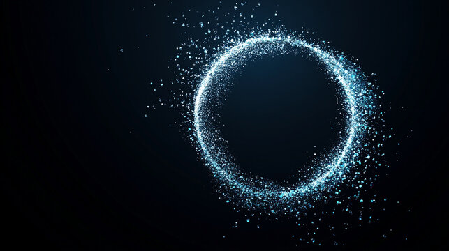 Particle wave forming circular abstract shape representing flow of energy motion digital patterns and futuristic visualization in mesmerizing and dynamic conceptual composition