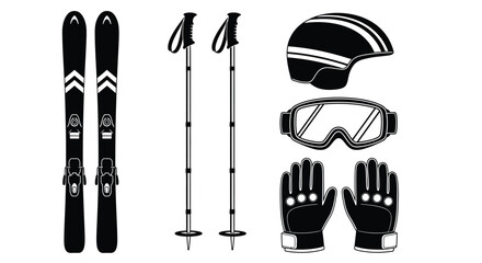 Skiing adventure awaits with essential winter sports gear ready to use