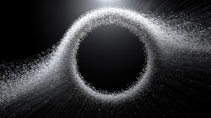 Particle wave forming circular abstract shape representing flow of energy motion digital patterns and futuristic visualization in mesmerizing and dynamic conceptual composition