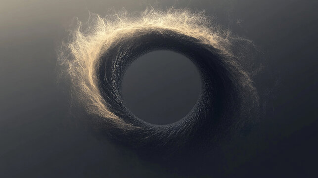 Particle wave forming circular abstract shape representing flow of energy motion digital patterns and futuristic visualization in mesmerizing and dynamic conceptual composition