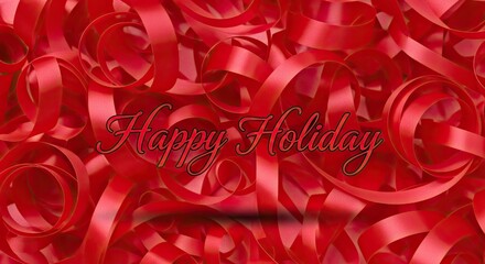 Happy Holiday Wishes With Red Ribbon Background