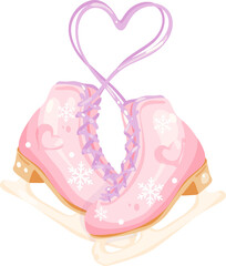 Pink Ice Skate Heart Lace Winter Graphic