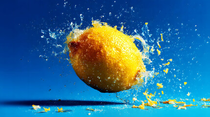 Fresh Lemon Exploding with a Splash of Juice