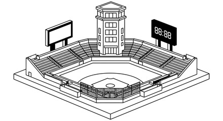 Isometric baseball stadium design element for sports illustration
