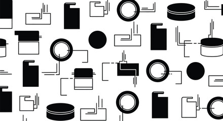 Modern abstract geometric pattern design in black and white tones