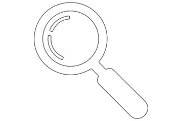 Continuous one line drawing of magnifying glass icon outline
