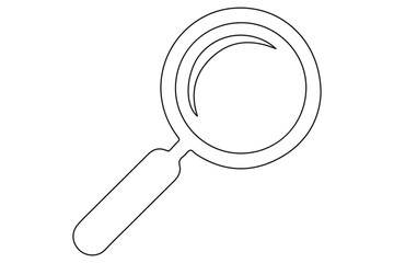 Continuous one line drawing of magnifying glass icon outline
