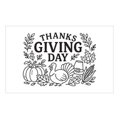 Black and White Thanksgiving Greeting Card Design