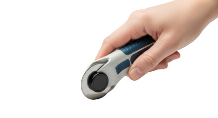 Hand holding a cordless drill on a greenscreen background