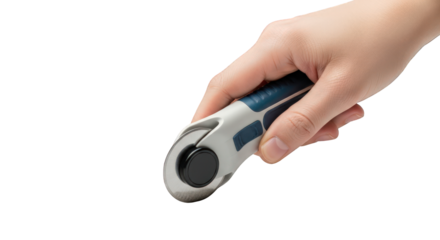 Hand holding a cordless drill on a greenscreen background