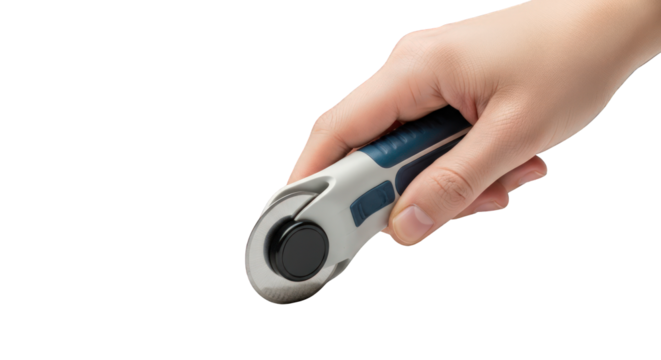 Hand holding a cordless drill on a greenscreen background