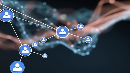 Abstract animation of a network connection with people icons for business and social network - Powered by Adobe