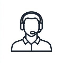 Call center operator with headset icon for customer support and assistance isolated on white background