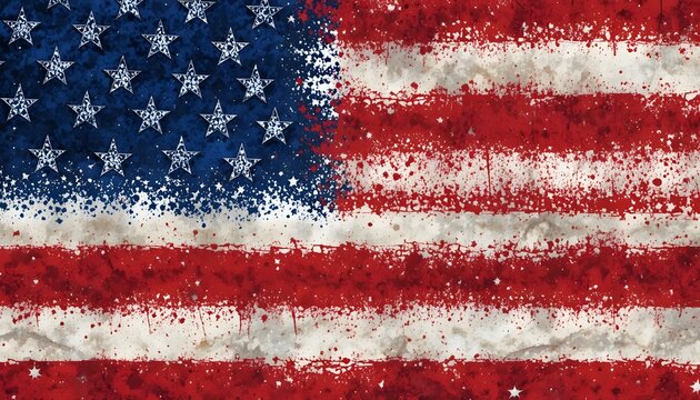 Abstract American Flag Background Featuring Stars and Stripes Design